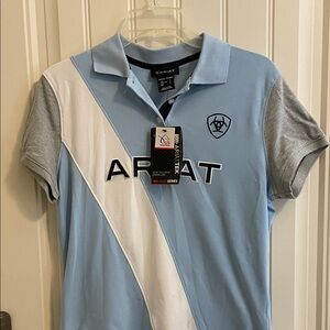 Ariat Womens Light Blue and Gray Polo Shirt